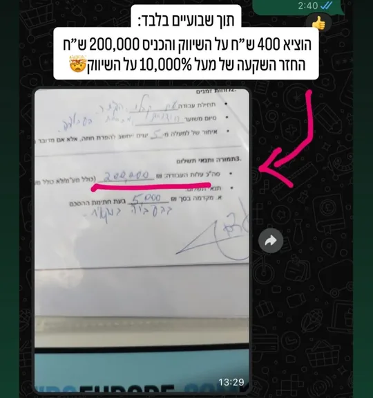 צילום מסך: קבלן ממ״דים הוציא ₪400 על פרסום וסגר עבודה של ₪200,000