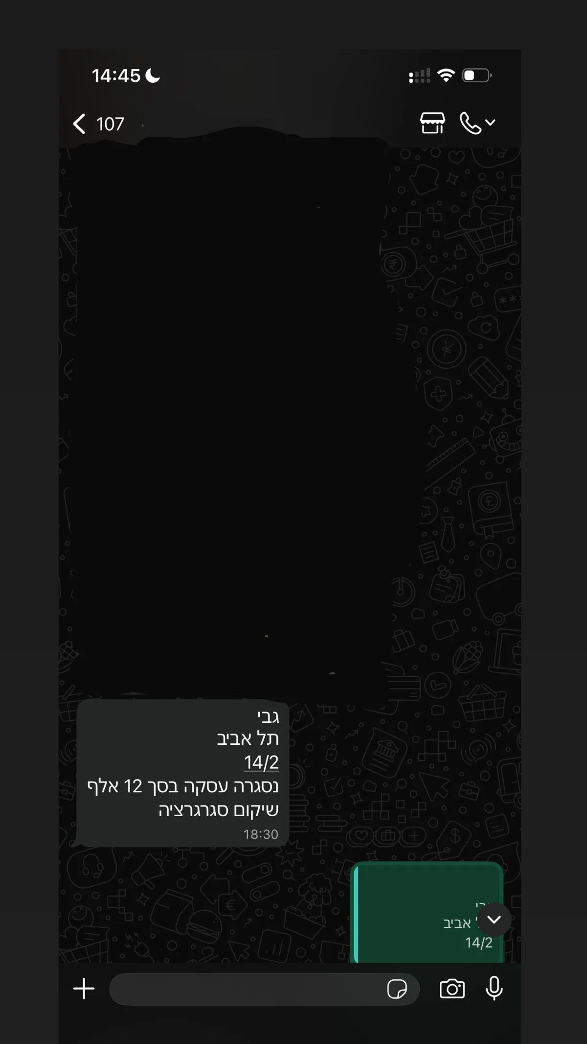 עסקה ₪12,000 נסגרה בתל אביב
